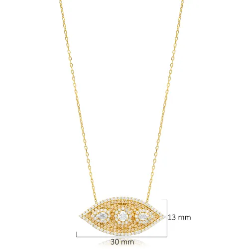 Clear CZ Evil Eye Silver Charm Necklace