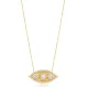 Clear CZ Evil Eye Silver Charm Necklace Clear CZ Evil Eye Silver Charm Necklace
