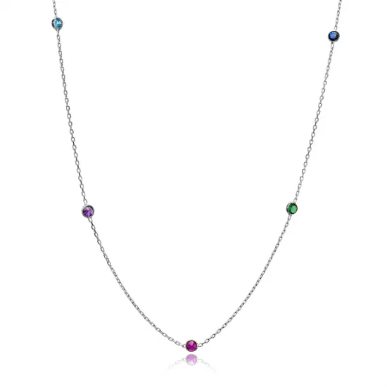 Mix Long 100 Cm 925 Sterling Silver Necklace | 925 Sterling Silver Wholesale | Sade Silver Mix Long 100 Cm 925 Sterling Silver Necklace - Sade 925 Silver Jewelry