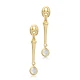 Round CZ Long Bar Dangle 925 Sterling Silver Earrings