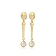 Round CZ Long Bar Dangle 925 Sterling Silver Earrings