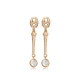 Round CZ Long Bar Dangle 925 Sterling Silver Earrings