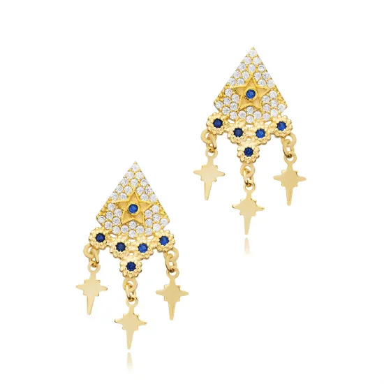 Triangle Nort Star Charm Sapphire Earring Triangle Nort Star Charm Sapphire Earring