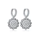 CZ Black Nk Flower Pattern Dangle Silver Earrings - Sade 925 Silver Jewelry
