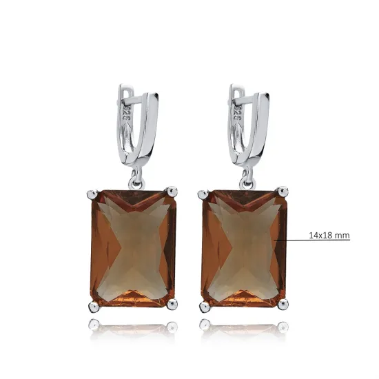 14 X 18mm Baguette Zultanite Dangle 925 Silver Earrings 14 X 18mm Baguette Zultanite Dangle 925 Silver Earrings