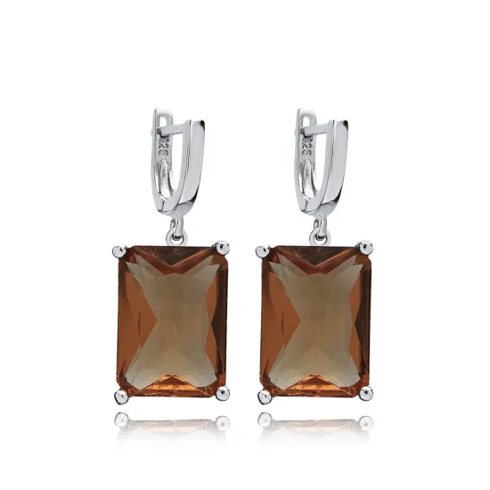 14 X 18mm Baguette Zultanite Dangle 925 Silver Earrings 14 X 18mm Baguette Zultanite Dangle 925 Silver Earrings