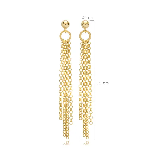 Ball Chain Design Elegant Stud Long Earrings Ball Chain Design Elegant Stud Long Earrings