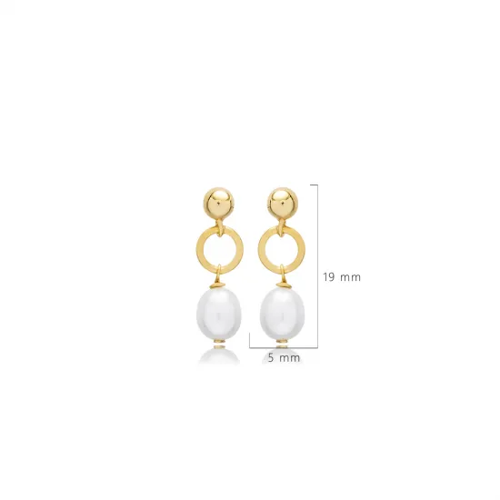 Pearl Ball Long 925 Sterling Silver Earrings