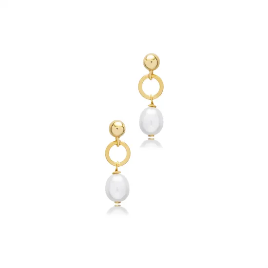 Pearl Ball Long 925 Sterling Silver Earrings