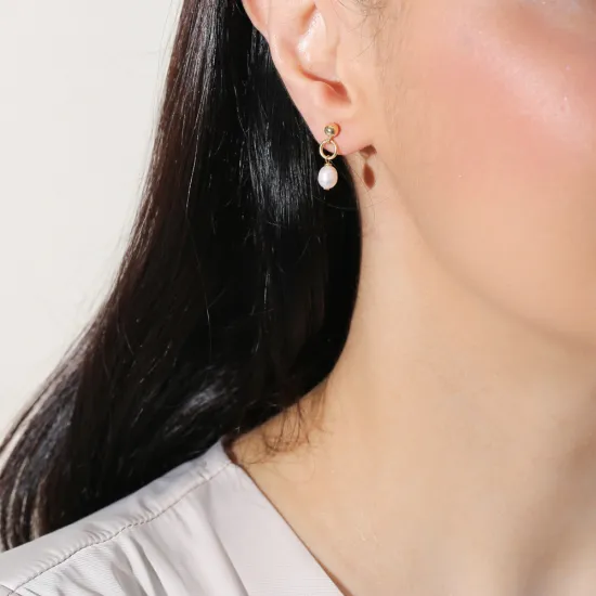 Pearl Ball Long 925 Sterling Silver Earrings