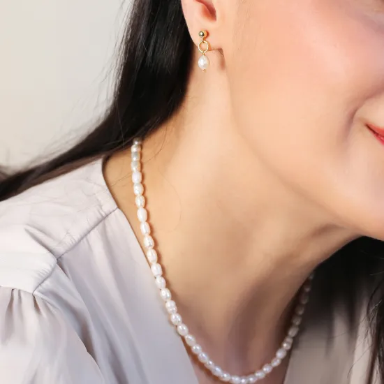 Pearl Ball Long 925 Sterling Silver Earrings