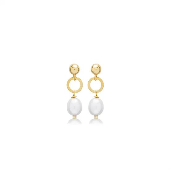 Pearl Ball Long 925 Sterling Silver Earrings