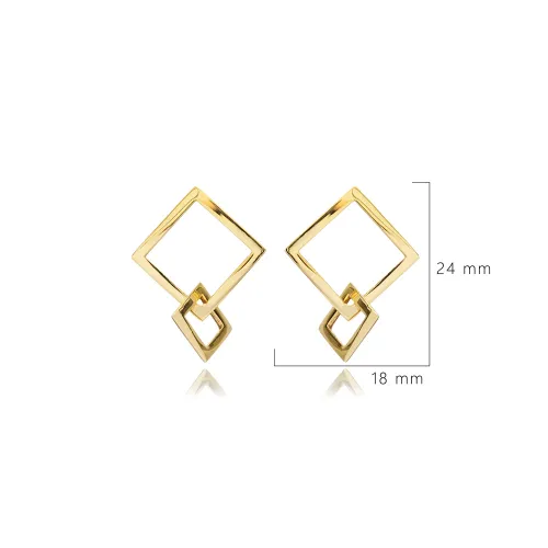 Square Design Plain Turkish Silver Stud Earrings Square Design Plain Turkish Silver Stud Earrings