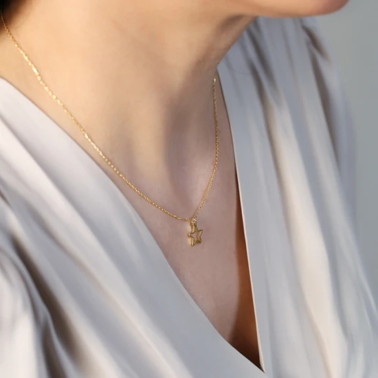 Simple Star Plain 925 Sterling Silver Necklace