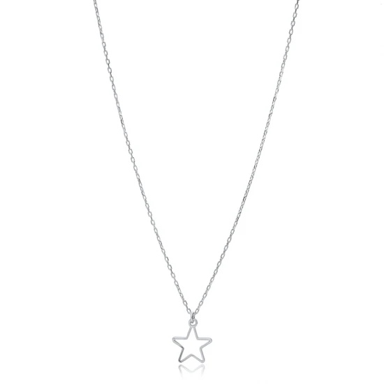 Simple Star Plain 925 Sterling Silver Necklace