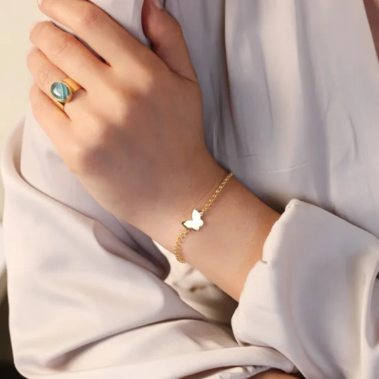Plain Butterfly Design Silver Charm Bracelet