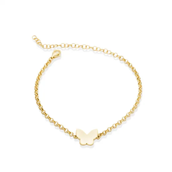 Plain Butterfly Design Silver Charm Bracelet