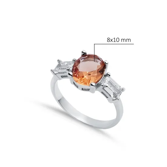 8 X 10mm Oval Zultanite Baguette CZ 925 Silver Ring 8 X 10mm Oval Zultanite Baguette CZ 925 Silver Ring