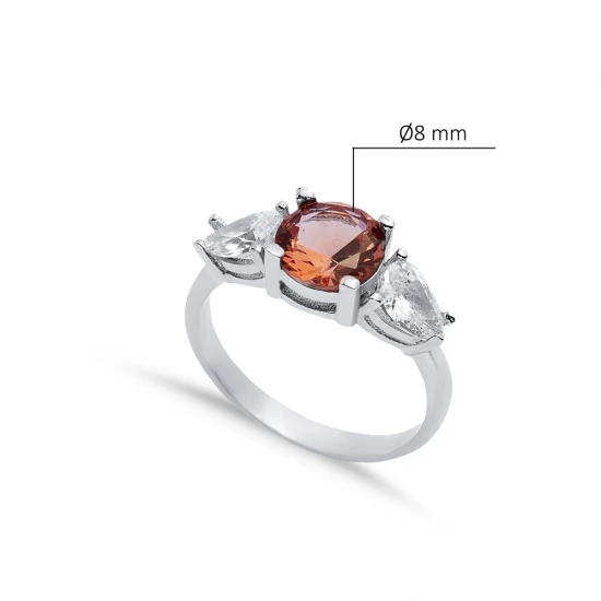 8mm Cluster Round Zultanite Pear CZ 925 Silver Ring 8mm Cluster Round Zultanite Pear CZ 925 Silver Ring
