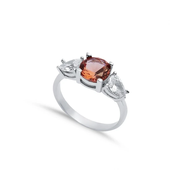 8mm Cluster Round Zultanite Pear CZ 925 Silver Ring 8mm Cluster Round Zultanite Pear CZ 925 Silver Ring