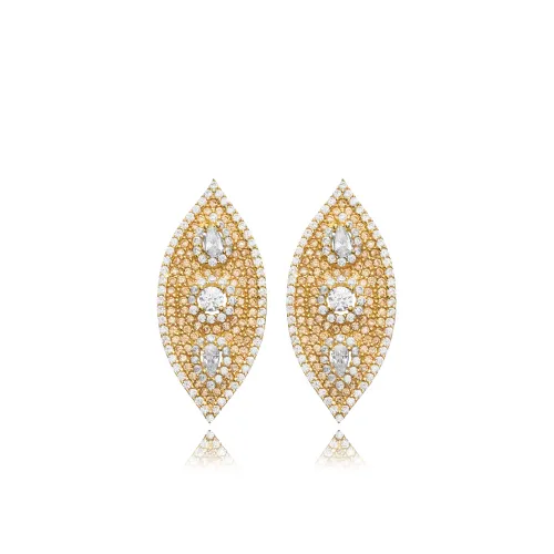 CZ Stone Evil Eye Silver Stud Earrings