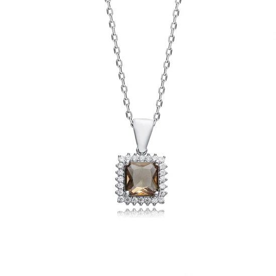 Square Zultanite Sterling Silver Necklace | 925 Sterling Silver Wholesale | Sade Silver Square Zultanite Sterling Silver Necklace - Sade 925 Silver Jewelry