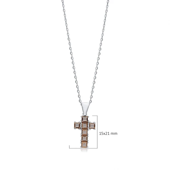15 X 21mm Baguette Cross Zultanite 925 Silver Necklace - Sade 925 Silver Jewelry