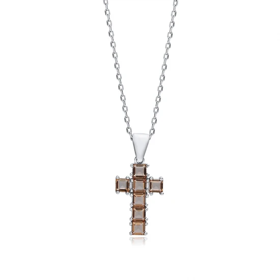 15 X 21mm Baguette Cross Zultanite 925 Silver Necklace - Sade 925 Silver Jewelry