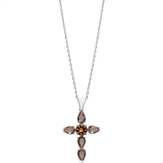 26x35 mm Pear Cross Silver Zultanite Necklace 26x35 mm Pear Cross Silver Zultanite Necklace