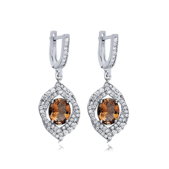CZ Oval Dangle Zultanite 925 Sterling Silver Earrings