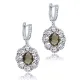 Oval Flower Design Silver Dangle Zultanite Earrings