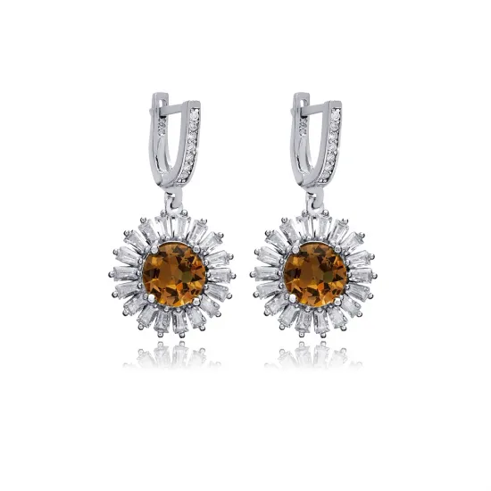 Round Baguette Stony Cluster Zultanite Earrings Round Baguette Stony Cluster Zultanite Earrings
