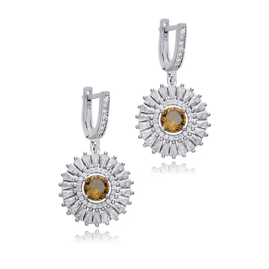 Stony Round Baguette Cluster Zultanite Silver Earrings Stony Round Baguette Cluster Zultanite Silver Earrings