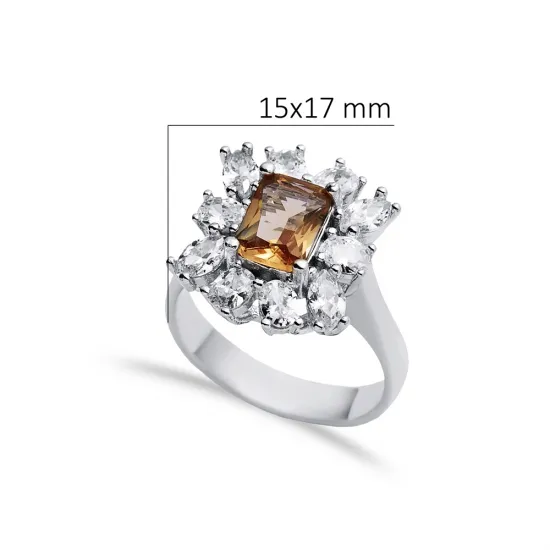 Rectangle Baguette Cut Cluster Zultanite Silver Ring | 925 Sterling Silver Wholesale | Sade Silver Rectangle Baguette Cut Cluster Zultanite Silver Ring - Sade 925 Silver Jewelry