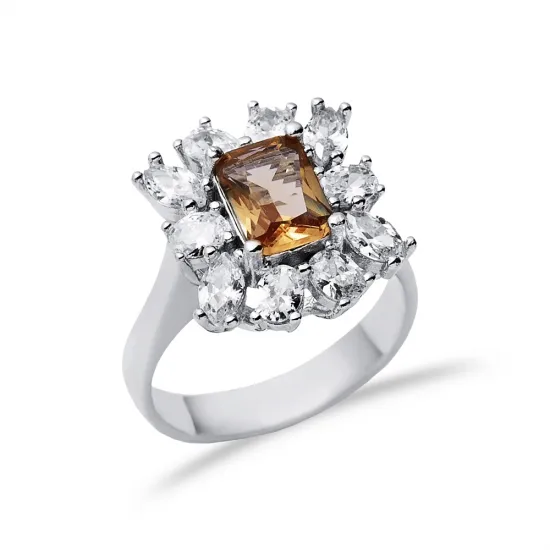 Rectangle Baguette Cut Cluster Zultanite Silver Ring | 925 Sterling Silver Wholesale | Sade Silver Rectangle Baguette Cut Cluster Zultanite Silver Ring - Sade 925 Silver Jewelry
