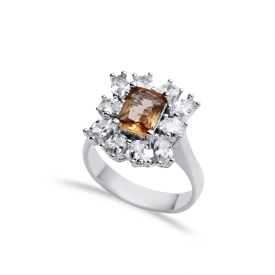 Rectangle Baguette Cut Cluster Zultanite Silver Ring | 925 Sterling Silver Wholesale | Sade Silver Rectangle Baguette Cut Cluster Zultanite Silver Ring - Sade 925 Silver Jewelry
