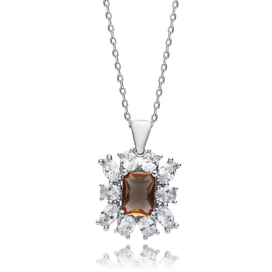 CZ Stone Baguette Stony Zultanite Necklace
