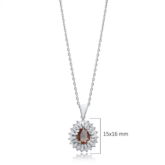 Pear Baguette Stony Zultanite Sterling Silver Necklace