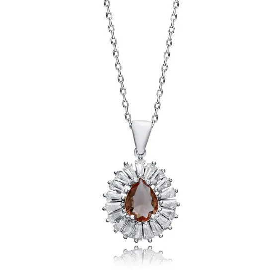 Pear Baguette Stony Zultanite Sterling Silver Necklace