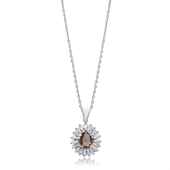 Pear Baguette Stony Zultanite Sterling Silver Necklace