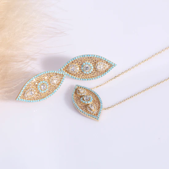 Turquoise CZ Evil Eye 925 Sterling Silver Earrings Turquoise CZ Evil Eye 925 Sterling Silver Earrings