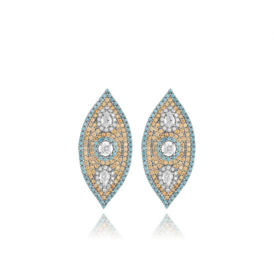 Turquoise CZ Evil Eye 925 Sterling Silver Earrings Turquoise CZ Evil Eye 925 Sterling Silver Earrings