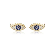 Evil Eye Sapphire Sterling Silver Earrings