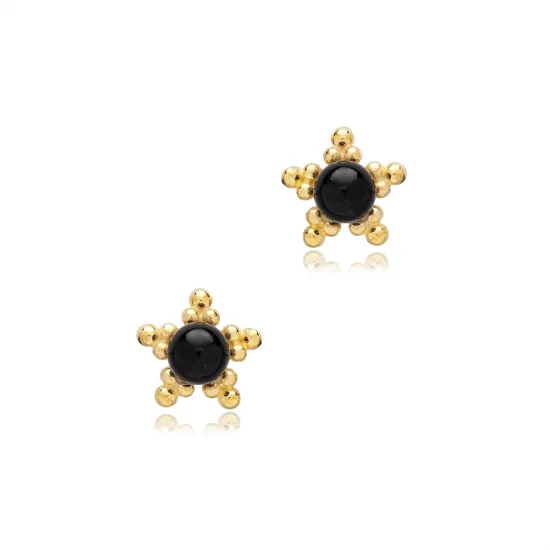 Black Beaded Star 925 Sterling Silver Earrings Black Beaded Star 925 Sterling Silver Earrings