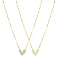 Heart Double Sided Green Enamel 925 Silver Necklace