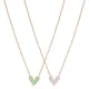 Heart Double Sided Green Enamel Silver Charm Pendant Necklace Heart Double Sided Green Enamel Silver Charm Pendant Necklace