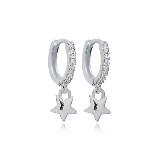 Star Design Popular Dangle Earrings Sterling Silver Jewelry Star Design Popular Dangle Earrings Sterling Silver Jewelry