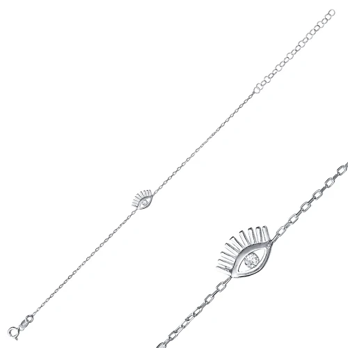 Dainty Evil Eye Sterling Silver Bracelet