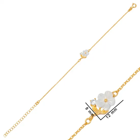 White Flower Design Shiny CZ Stone Charm Bracelet White Flower Design Shiny CZ Stone Charm Bracelet