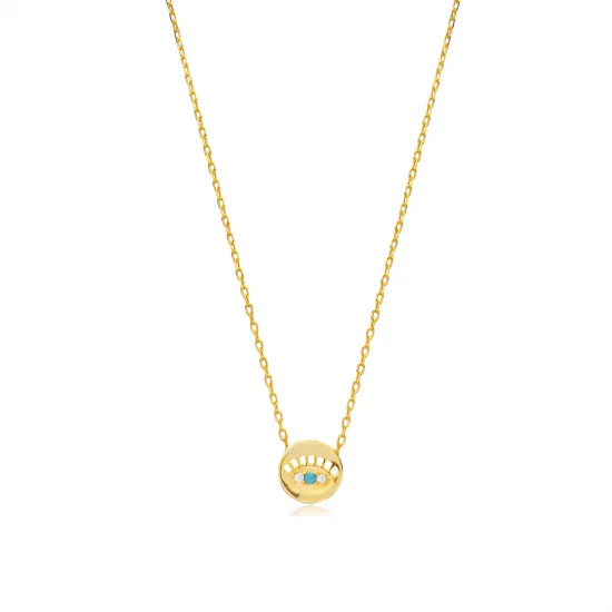 Round Evil Eye Turquoise Sterling Silver Necklace Round Evil Eye Turquoise Sterling Silver Necklace